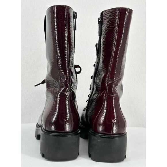 Donald J Pliner Elyas Burgundy Patent Leather Lugged Sole Moto Boots 7.5M - Picture 4 of 8